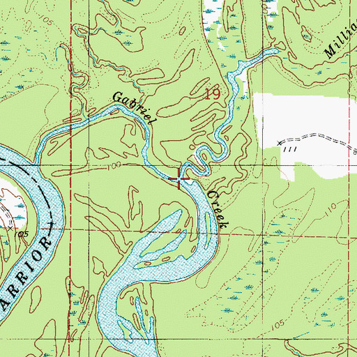 Topographic Map of Millians Creek, AL