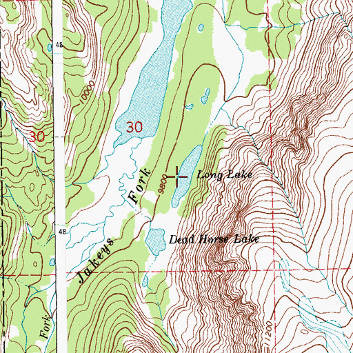 Topographic Map of Long Lake, WY