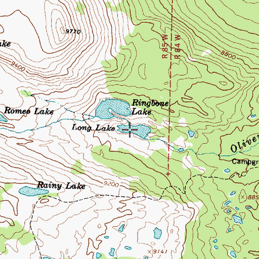 Topographic Map of Long Lake, WY