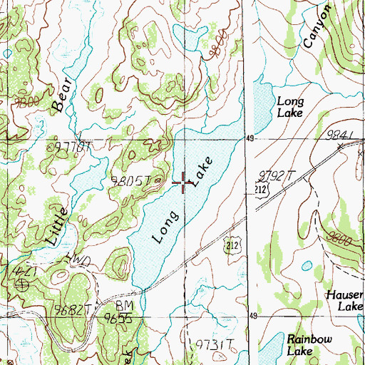 Topographic Map of Long Lake, WY