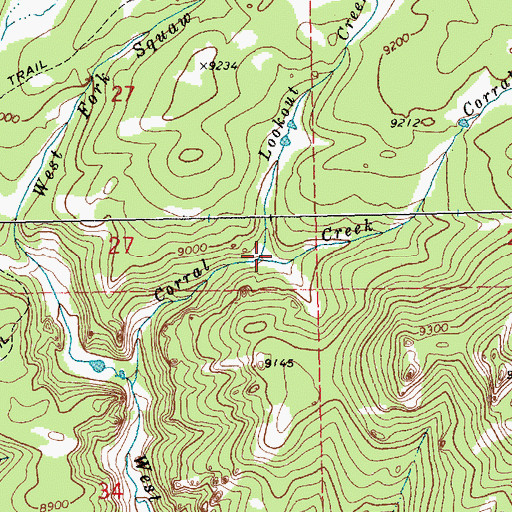 Topographic Map of Lookout Creek, WY