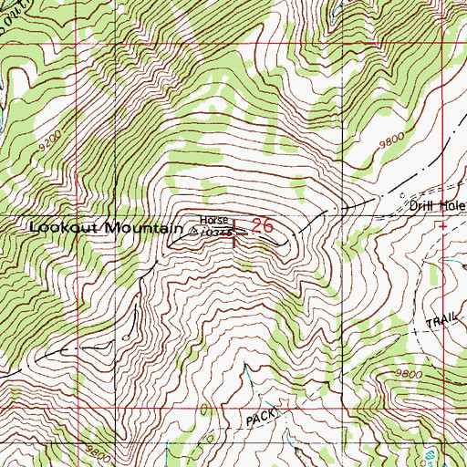 Topographic Map of Lookout Mountain, WY