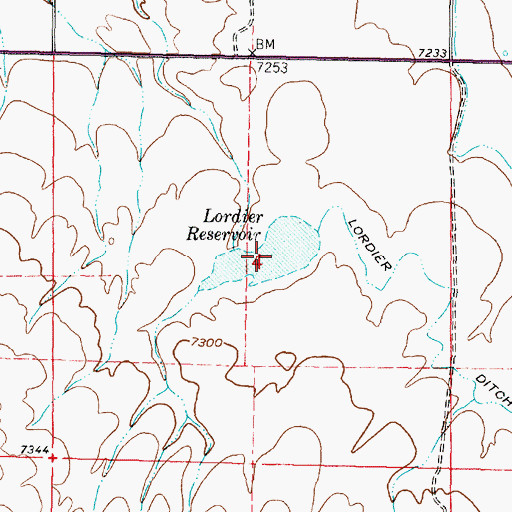 Topographic Map of Lordier Reservoir, WY