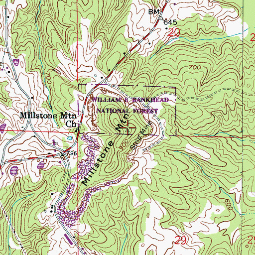 Topographic Map of Millstone Mountain, AL