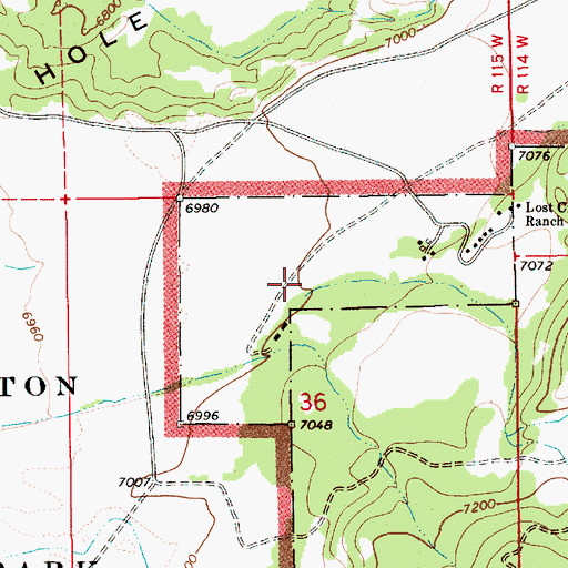 Topographic Map of Lost Creek, WY