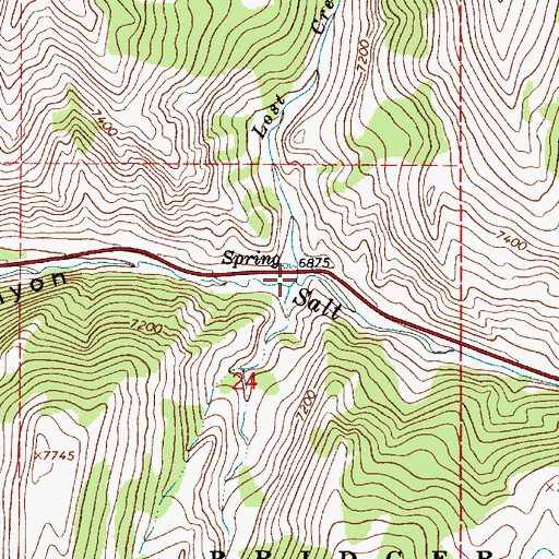Topographic Map of Lost Creek, WY