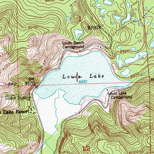 Topographic Map of Louis Lake, WY