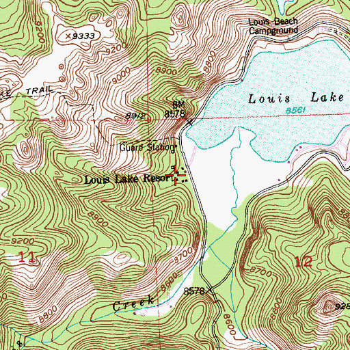 Topographic Map of Louis Lake Resort, WY