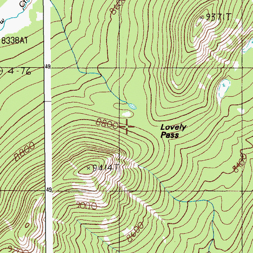 Topographic Map of Lovely Pass, WY