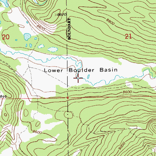 Topographic Map of Lower Boulder Basin, WY