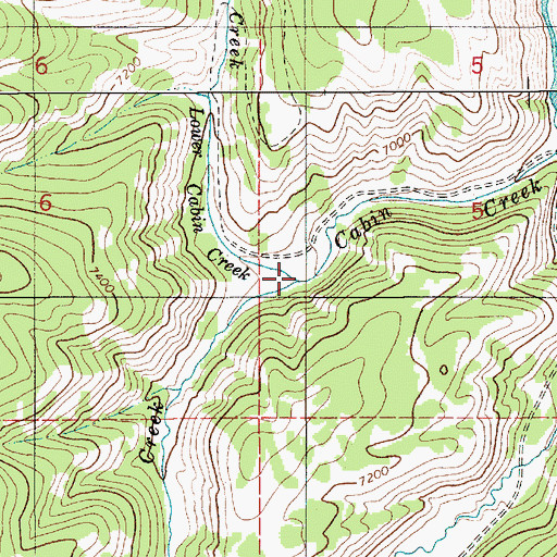 Topographic Map of Lower Cabin Creek, WY