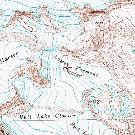 Topographic Map of Lower Fremont Glacier, WY