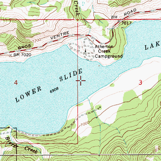 Topographic Map of Lower Slide Lake, WY