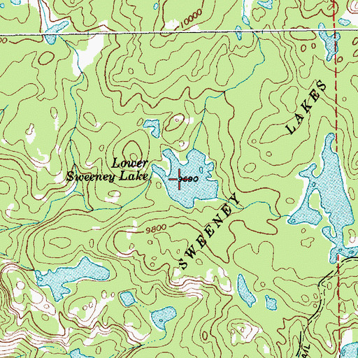 Topographic Map of Lower Sweeney Lake, WY