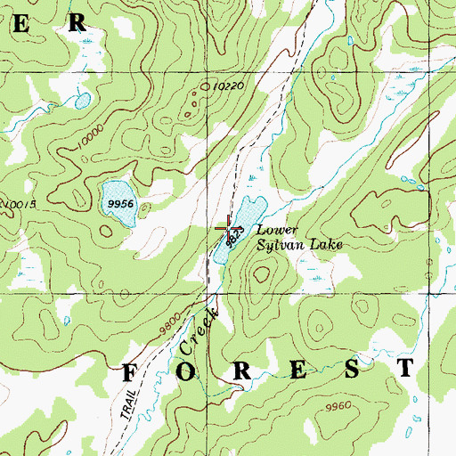 Topographic Map of Lower Sylvan Lake, WY