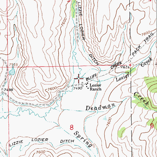 Topographic Map of Lozier Creek, WY