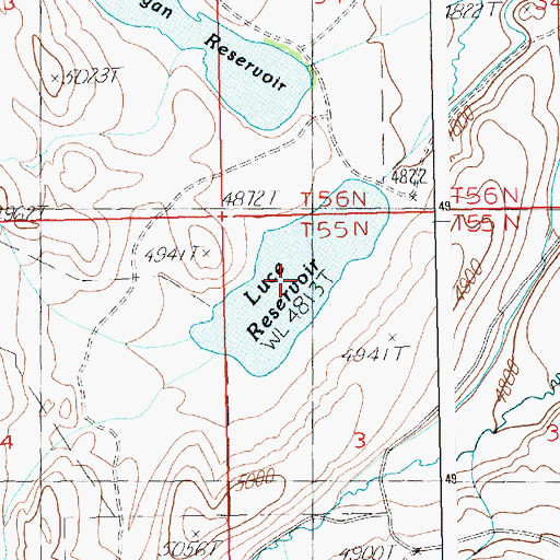 Topographic Map of Luce Reservoir, WY