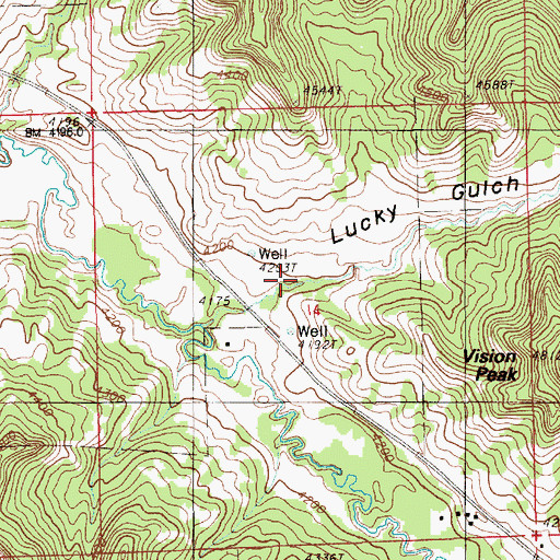 Topographic Map of Lucky Gulch, WY