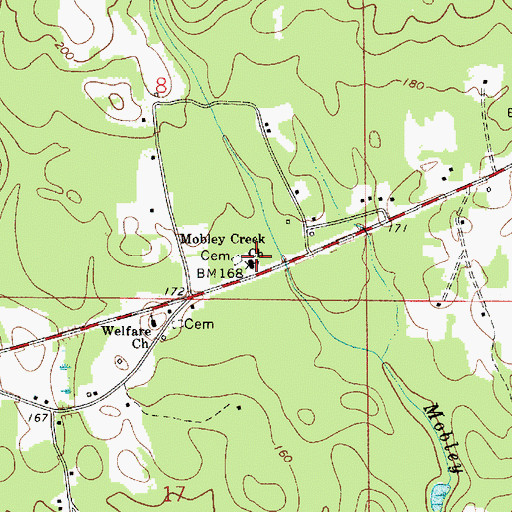 Topographic Map of Mobley Creek Baptist Church, AL