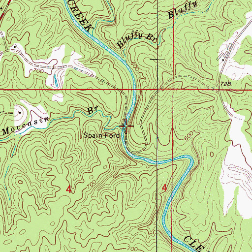 Topographic Map of Moccasin Branch, AL