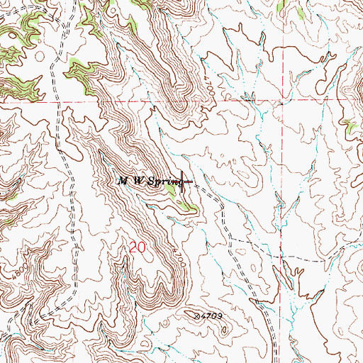 Topographic Map of M W Spring, WY