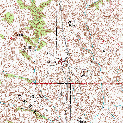 Topographic Map of M-O Oil Field, WY