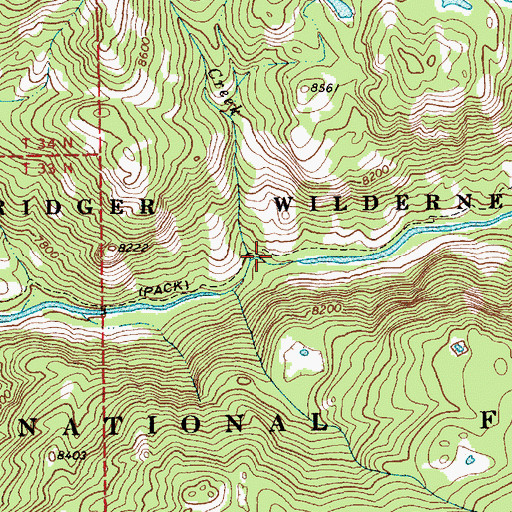 Topographic Map of Macs Creek, WY