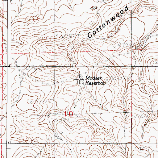 Topographic Map of Madsen Reservoir, WY