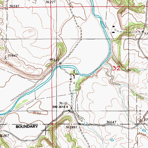 Topographic Map of Mahoney Ranch, WY