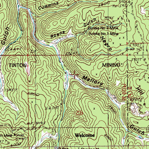 Topographic Map of Mallory Gulch, WY