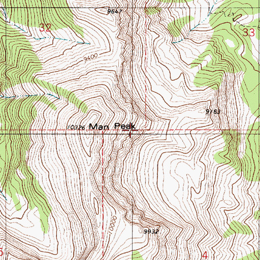 Topographic Map of Man Peak, WY