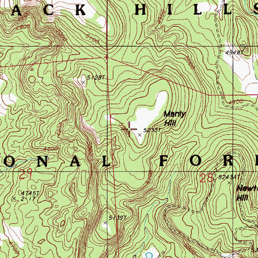Topographic Map of Manly Hill, WY