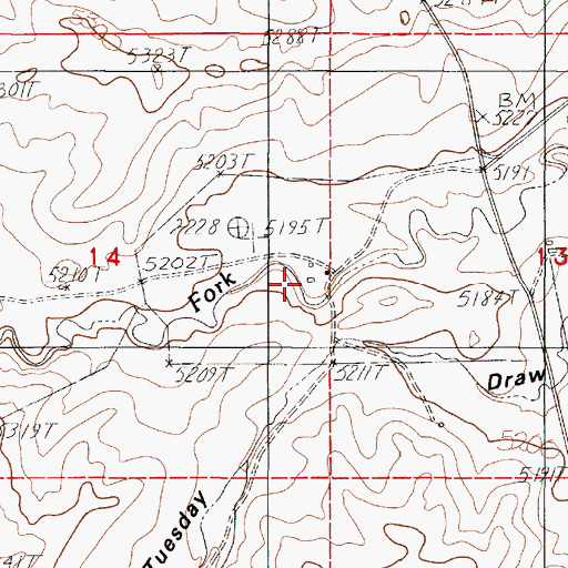 Topographic Map of Manning Ranch, WY