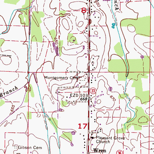 Topographic Map of Montgomery Cemetery, AL
