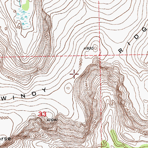 Topographic Map of Windy Ridge, WY