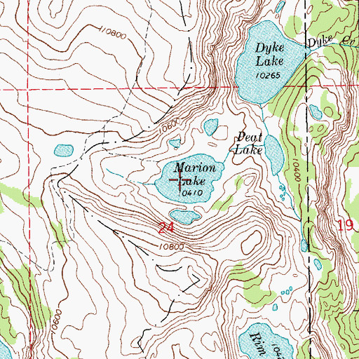 Topographic Map of Marion Lake, WY