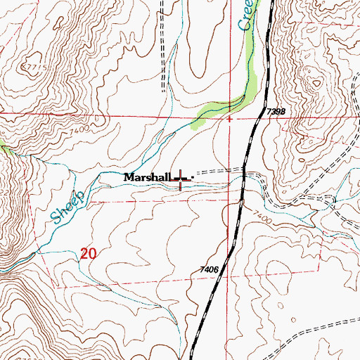 Topographic Map of Marshall, WY