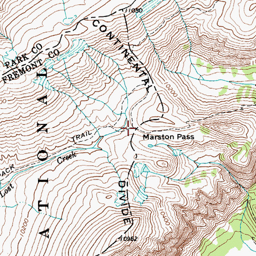 Topographic Map of Marston Pass, WY