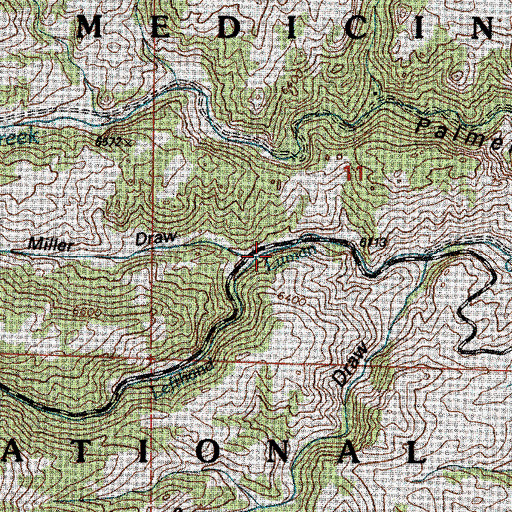 Topographic Map of Mart Miller Draw, WY