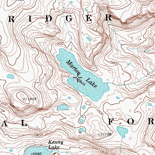 Topographic Map of Marten Lake, WY