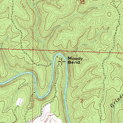 Topographic Map of Moody Bend, AL
