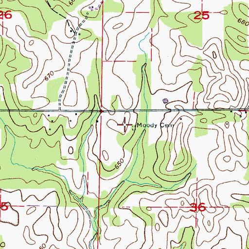 Topographic Map of Moody Cemetery, AL