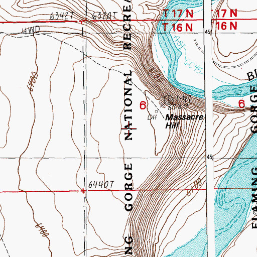 Topographic Map of Massacre Hill, WY