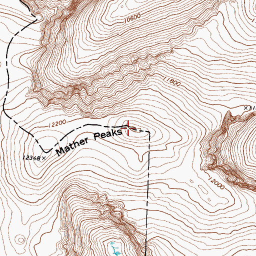 Topographic Map of Mather Peaks, WY