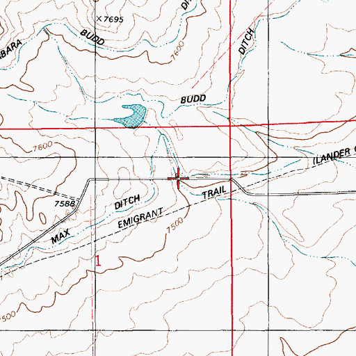 Topographic Map of Max Ditch, WY