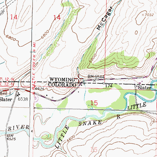 Topographic Map of McCagar Draw, WY