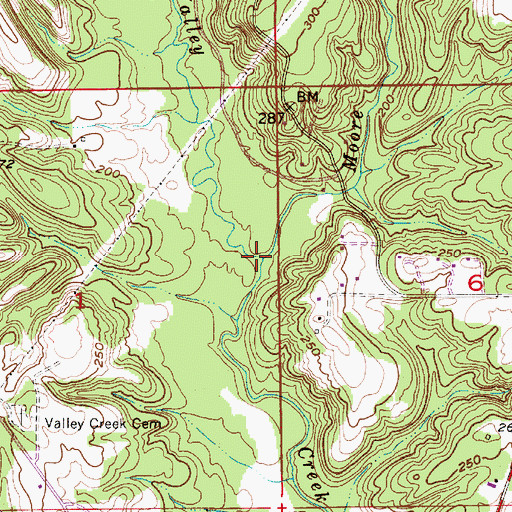 Topographic Map of Moore Branch, AL