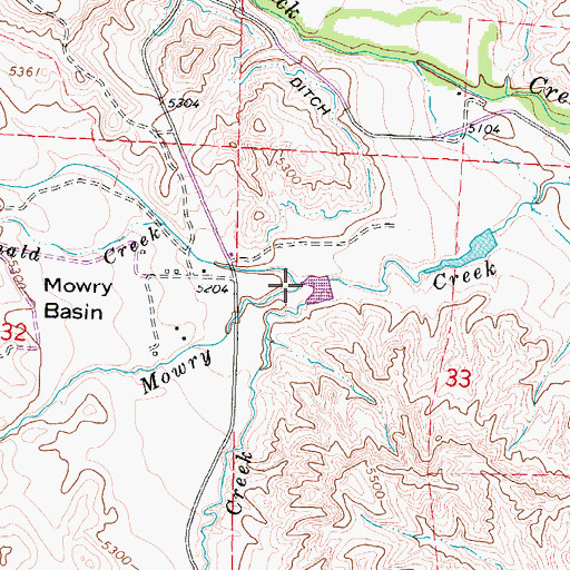 Topographic Map of McDonald Creek, WY