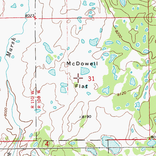 Topographic Map of McDowell Flat, WY