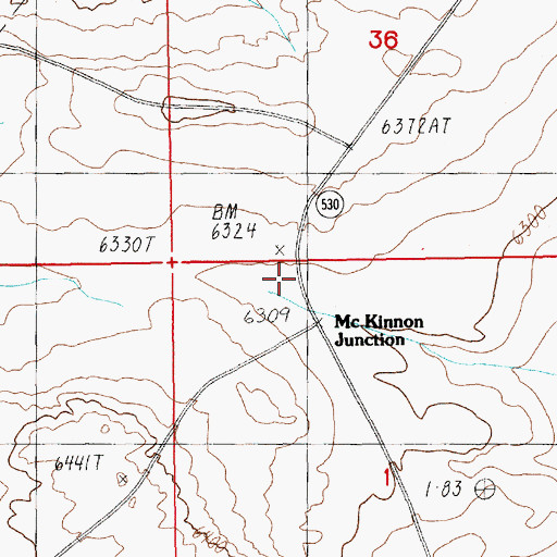 Topographic Map of McKinnon Junction, WY